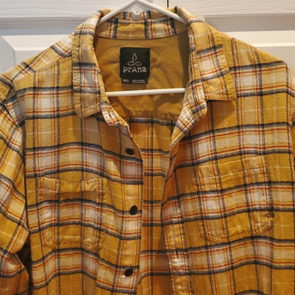 Men's Yellow Prana Button Up Rare Flannel